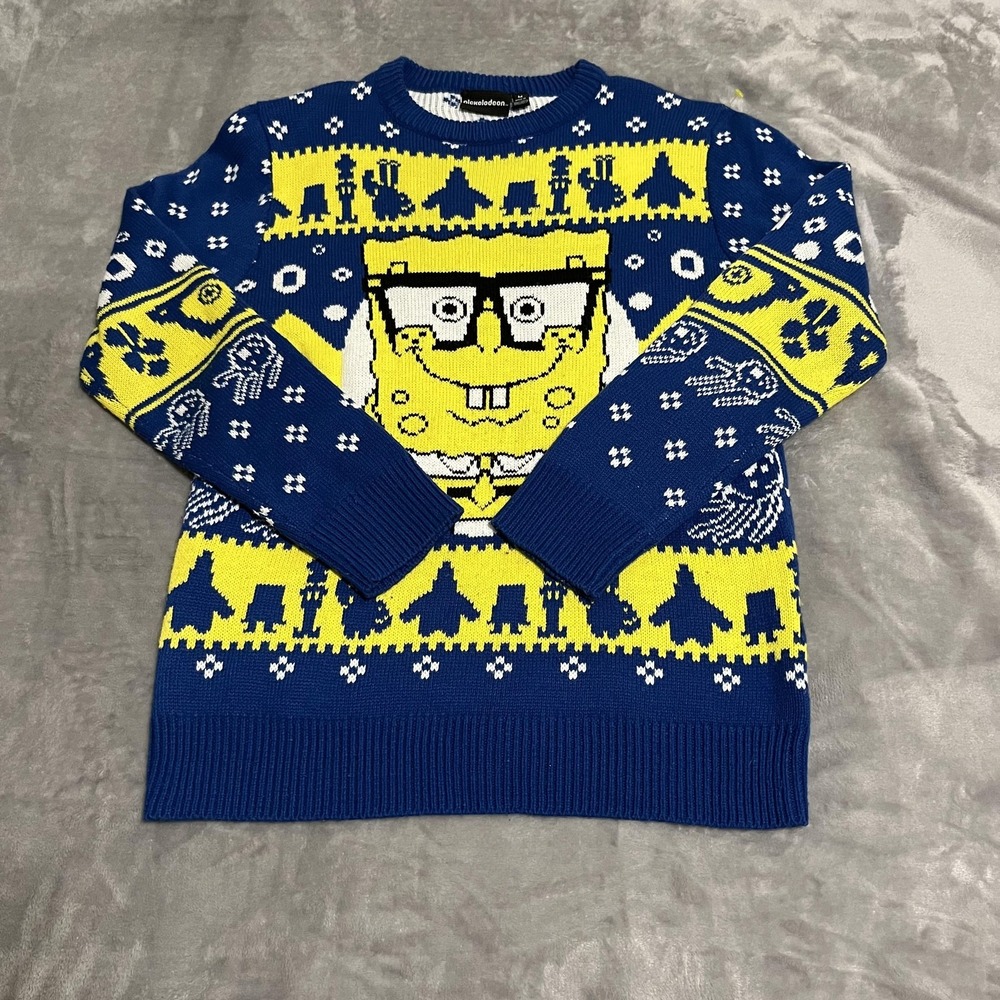 Spongebob Sweater Mens Medium Nickelodeon Pullover‎ TV Cartoon Acrylic Character